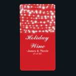 Red String Lights Vacances Fête Étiquette<br><div class="desc">Red String Lights Vacances Étiquette de vin de fête. 3 zones de texte à customiser comme vous voulez. Éléments correspondants disponibles.</div>