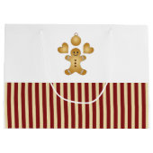 Red Stripe kerstkoekje Cute Gingerbrood Man Large Cadeauzakje (Achterkant)