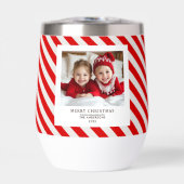 "Red Stripe met foto Vrolijk Kerstfeest en naam (Voorkant)