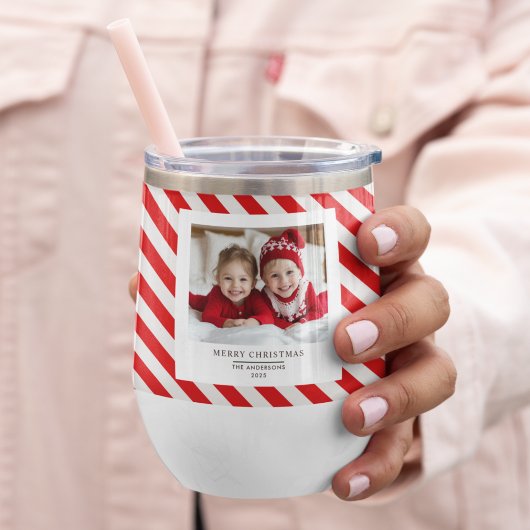 "Red Stripe met foto Vrolijk Kerstfeest en naam