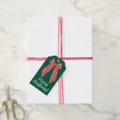 Red Striped Bow Custom Merry Christmas  Cadeaulabel (Met Touw)