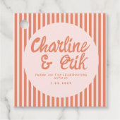 Red Striped Handwriting Retro Wedding Dank je Fa Bedankjes Labels (Voorkant)
