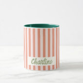 Red Striped Pastel Retro Gepersonaliseerd naam Mok (Midden)