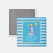 Red Striped Waterverf Lighthouder Hartelijk dank Magneet (Voorkant / Achterkant)