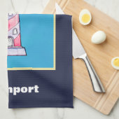 Red Striped Waterverf vuurtoren, speciaal aangepas Theedoek (Quarter Fold)