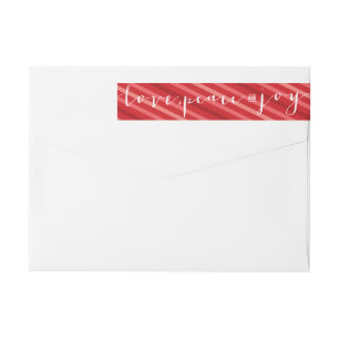 Red Stripes Aimer Paix Joie Étiquette de adresse d