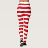 Red Stripes Candy Cane Holly Festive Kerstmis Leggings (Achterkant)