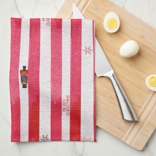 Red Stripes Casse-noisette Serviette de cuisine de (Quart Plié)