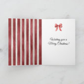 Red Stripes Christmas Bow Kaart (Binnen)