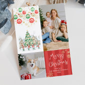 Red Stripes Feestelijke Groenen Vrolijk Kerstfeest Feestdagenkaart