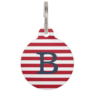 Red Stripes gepersonaliseerd ID Dog Label Huisdierpenning