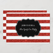 Red Stripes Invitation du réveillon du Nouvel An (Devant / Derrière)