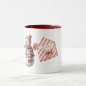 Red Stripes Jolly Christmas Snowman Mok (Midden)