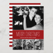 Red Stripes Joyeux Carte photo de vacances (Devant / Derrière)