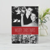 Red Stripes Joyeux Carte photo de vacances (Debout devant)