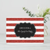 Red Stripes Nieuwjaarsfeest Uitnodiging (Staand voorkant)