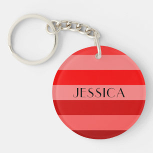 Red Stripes Patroon Gepersonaliseerde naam Sleutelhanger