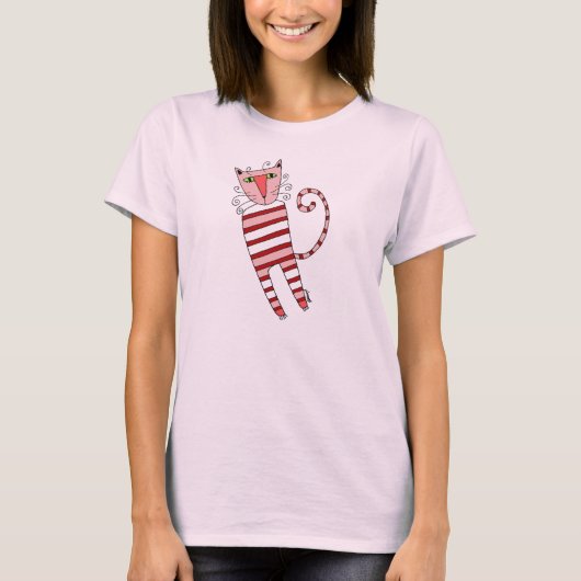 Red Stripes PJ CAT - t-shirt (Voorkant)