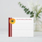 Red Stripes Sunflower Personalized Recipe Cards Briefkaart (Staand voorkant)