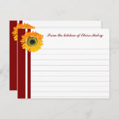 Red Stripes Sunflower Personalized Recipe Cards Briefkaart (Voorkant / Achterkant)