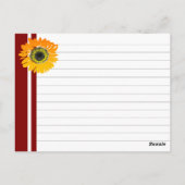 Red Stripes Sunflower Personalized Recipe Cards Briefkaart (Achterkant)