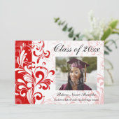 Red Stunning Swirl Foto Afstuderen kondiging Kaart (Staand voorkant)