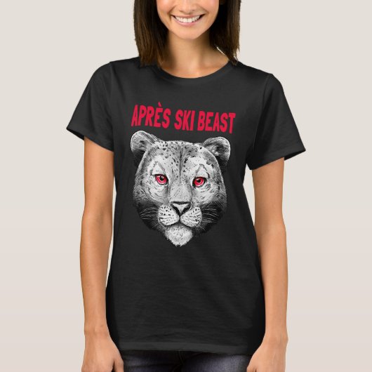 Red Style Apres Ski Snow Leopard T-shirt (Voorkant)