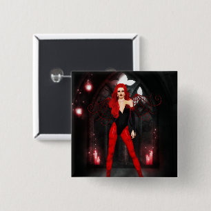 Red Succubus Vierkante Button 5,1 Cm