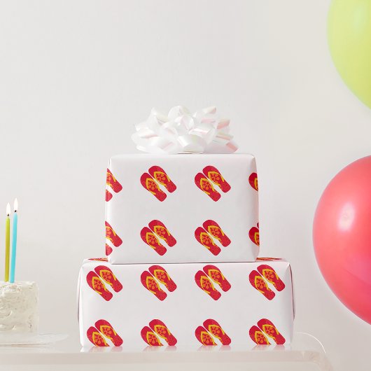 Red Summer Beach Party Teenslippers inpakpapier