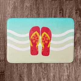 Red Summer Beach Teenslippers Bath Mat