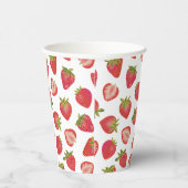 Red Summer Strawberry Pattern Papieren Bekers (Rechts)