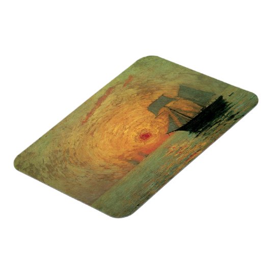 Red Sun door Maxime Maufra, impressionisme Magneet (Linkerzijde)