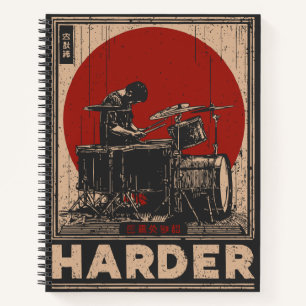 Red Sun drummer Motivatie muziekkunst Notitieboek