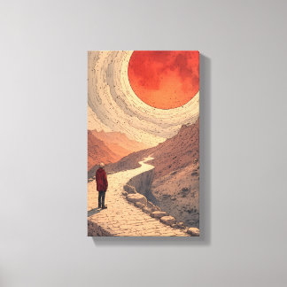 Red Sun Landschap Canvas Art Afdruk