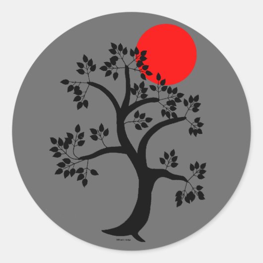 Red Sun Tree Sticker (Voorkant)