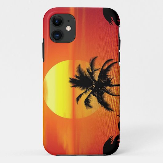 Red Sun Tropical Palm Beach Case-Mate iPhone Case (Achterkant)