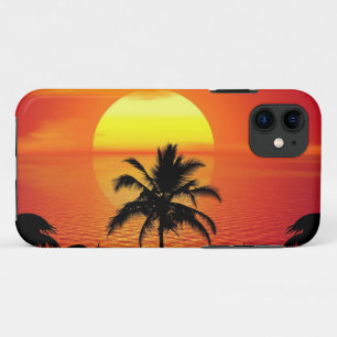 Red Sun Tropical Palm Beach iPhone 11 Hoesje