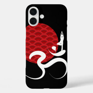 Red Sun Yoga Spiritueel Indiaas Meditate om Ohm Lo iPhone 16 Plus Hoesje