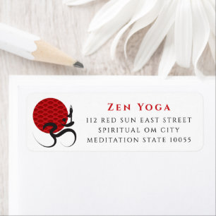 Red Sun Zen Yoga Spiritueel Om Brush Kalligrafie Etiket