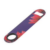 Red Sunflower Sideview Blue Paarse Bottle Open Speed Flessenopener (Achterkant Gekanteld)