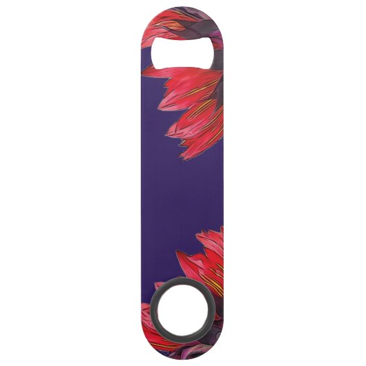 Red Sunflower Sideview Blue Paarse Bottle Open Speed Flessenopener (Voorkant)