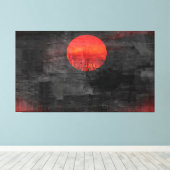 Red Sunset Abstract schilderen #3 Canvas Afdruk (Insitu (Houten vloer))