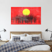 Red Sunset Abstract schilderen Canvas Afdruk (Insitu (Slaapkamer))