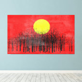 Red Sunset Abstract schilderen Canvas Afdruk (Insitu (Houten vloer))