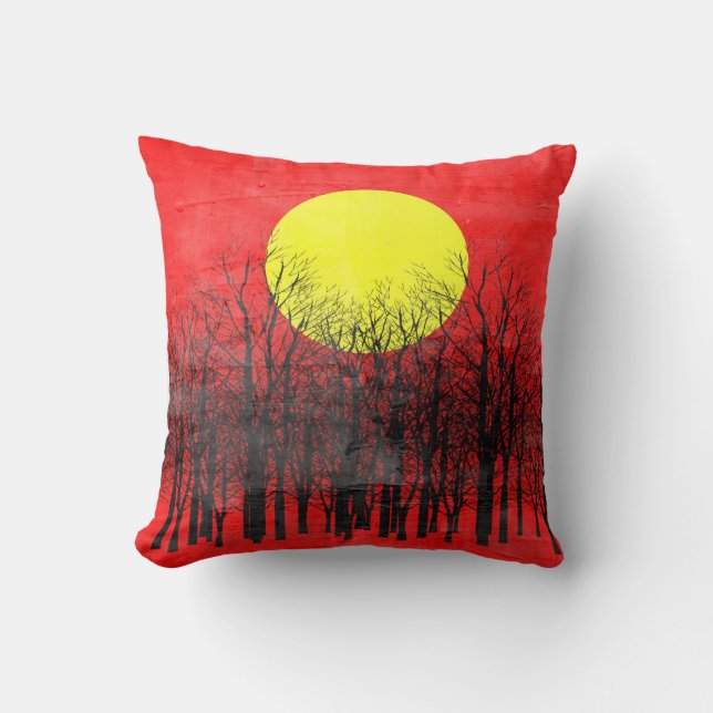 Red Sunset | Abstract schilderen Kussen (Voorkant)