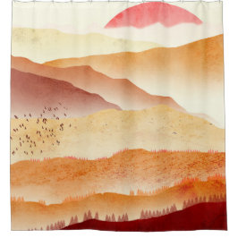 Red Sunset Douchegordijn