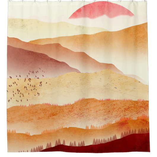 Red Sunset Douchegordijn (Voorkant)