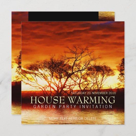 Red Sunset House Garden Party Invitation (Devant / Derrière)