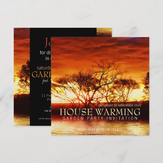 Red Sunset House Garden Party - Uitnodiging (Voorkant / Achterkant)