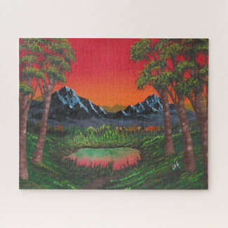 Red Sunset Mountain Lake Legpuzzel